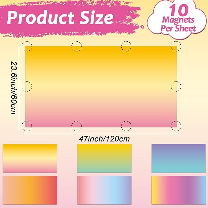 6 Pack Fluorescent Light Covers with 60 Magnets Decorative for Classroom Ceiling Light 4 x 2 Feet Magnetic Lights Covers Filter Easy Install for Office School Hospitals Drop Ceiling Supplies(Gradient)