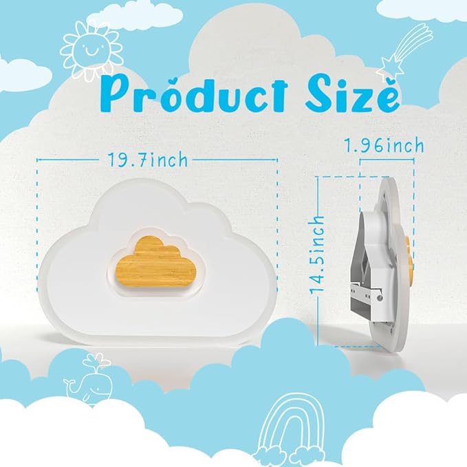LED Ceiling Light 26W Wood Cloud Cartoon Kids Ceiling Light 19.68in Kids Room Light fixtures Ceiling Mount 3000-6500K with nightlight Ceiling Lamps for bedrooms Girl Boy Nursery Toys Room