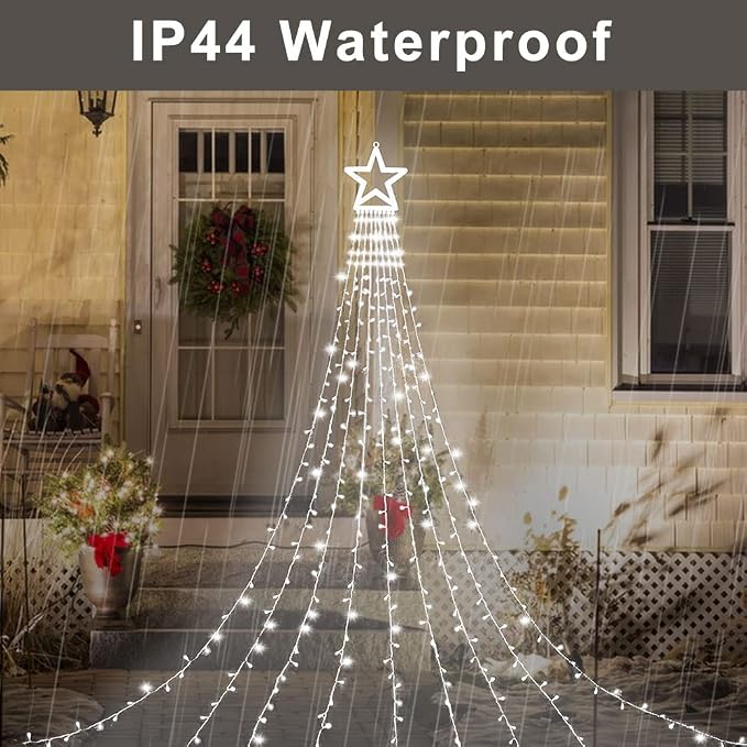 Christmas Decoration LED Star String Lights, Christmas Star String Lights with 317 LED Hanging Fairy Curtain Lights for Party Wedding Patio Indoor Outdoor Decorative