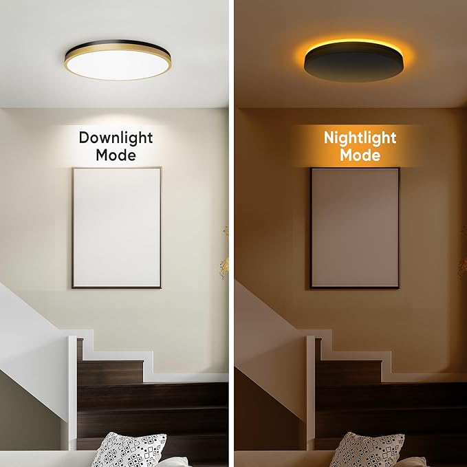 Lightania 18 Inch Flush Mount Ceiling Light with Remote Control & Night Light, 5CCT Dimmable Ceiling Light Fixture, 43W 4300LM 2700K-6500K Adjustable LED Ceiling Lights for Bedroom Kitchen Living Room