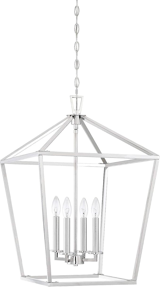 Savoy House 3-421-4-109 Townsend Traditional Open Frame Pendant Light Fixture, 4-Light 240 Total Watts, 26" H x 17" W, Polished Nickel