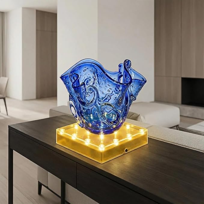 Simplelight 5 Inch Square LED Light Base - Perfect for Glass Art, Ideal Led Display for Vases, Centerpieces (5inch Square LED Vase Base Light, Soft White)