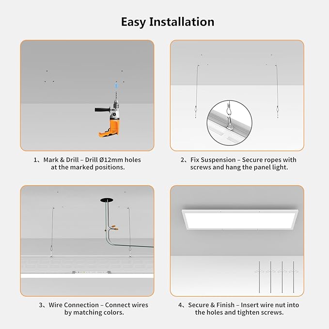 AIKVSXER 42 Pack 1x4 LED Flat Panel Light, 50W 5500LM Surface Mount Ceiling Fixture, 3CCT (3000K/4000K/5000K), Ultra-Thin 48In, 10-100% Triac Dimmable for Kitchen, Garage, Office, Basement