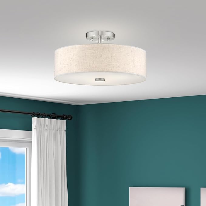 Livex Lighting 52135-91 Meridian 3 Light Brushed Nickel Ceiling Mount