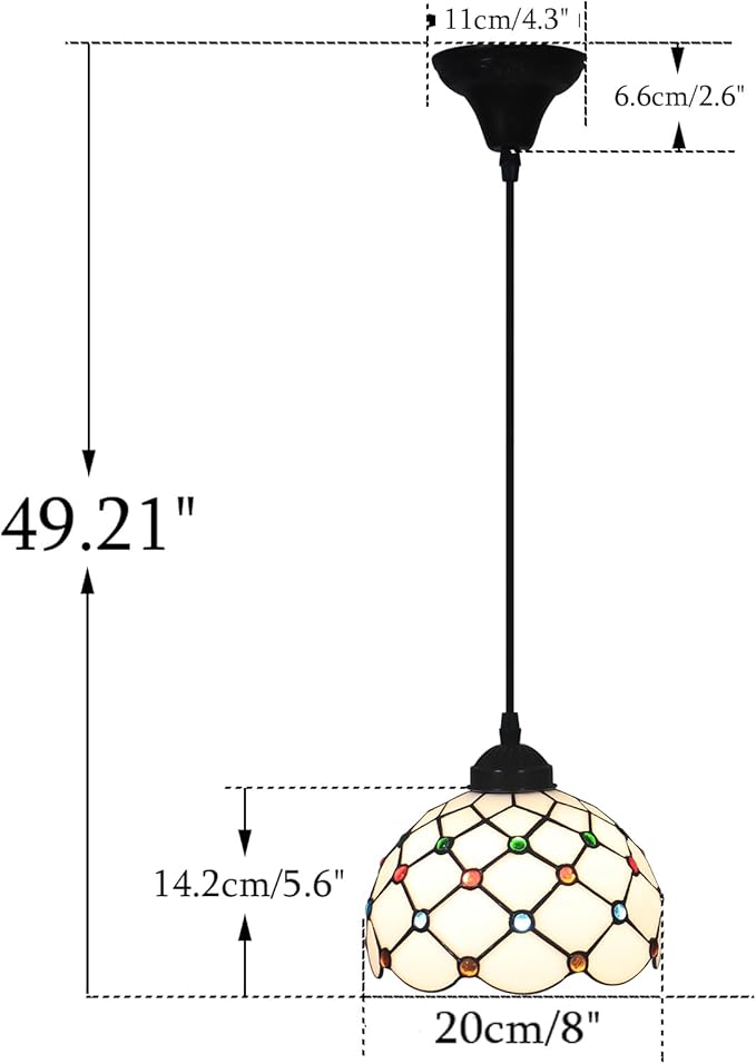 Hanging Lamp Tiffany Stained Glass Hanging Lights 8 Inch Pendant Lighting Fixtures for Kitchen Island Bar Hallway
