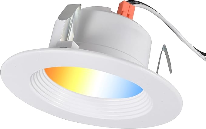 LEDVANCE Sylvania 4" Recessed Downlight LED Kit with Trim, 9W, 5 Color CCT Selectable 2700K / 3000K / 3500K / 4000K / 5000K, Dimmable, 650 Lumens, 2700K, Soft White - 1 Pack (40636)