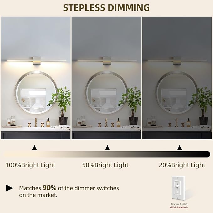 Bathroom Light Fixtures Over Mirror, 32 Inch Brushed Nickel Bathroom Vanity Light, LED Modern Wall Sconce 3000K Bar Vanity Lights for Bathroo