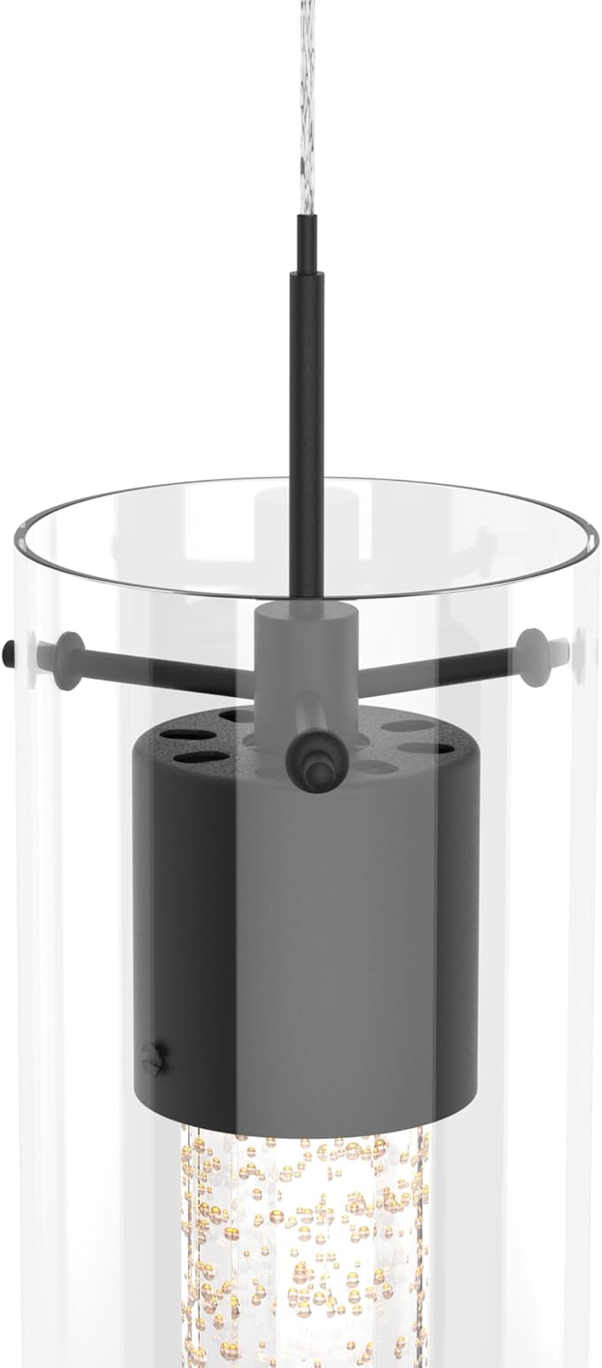 Tawson Alice 1-Light Pendant Ceiling Light Fixture, Integrated Led and Premium Bubble Glass, for Kitchen Island, Hallway, Entryway, Passway, Dining Room, Bedroom, Balcony Living Room (Black)