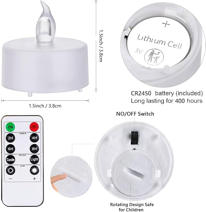 Flameless Led Tea Lights Candles with Remote and Timer,12Pack Battery Operated Electric Candle,Bright Flickering Votive Tealight,Last 400+Hours,for Weddings Holiday Party Decor (Warm White)