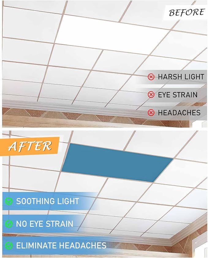 Magnetic Light Cover for Classroom Drop Ceiling,1 Pack 4x2 Ft Fluorescent Light Covers for Office Home Ceiling Light Blue Solid Color Lampshade