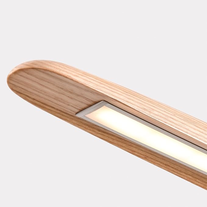 YISDESIGN 59" 40W Wood LED Linear Pendant Light Fixture Led Dining Room Light Dimmable Hanging Light Fixture for Dining Room Kitchen Island Pool Table Lights Natural Ash