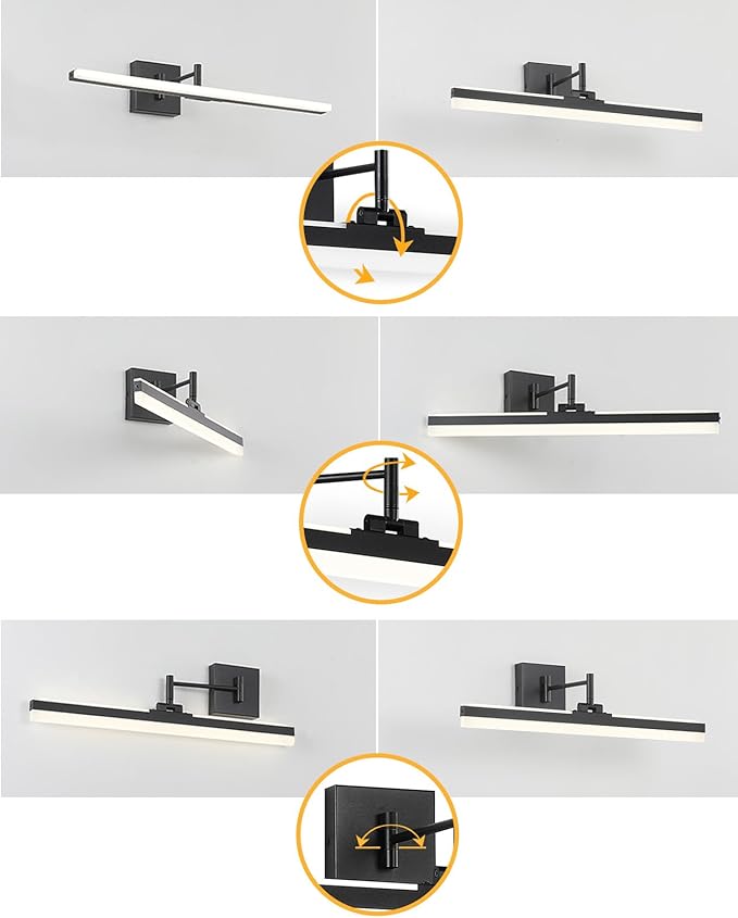 Modern LED Vanity Light,23.6‘’ Adjustable & Rotatable Bathroom Light Fixture Above Mirror, Wall Sconce, Black