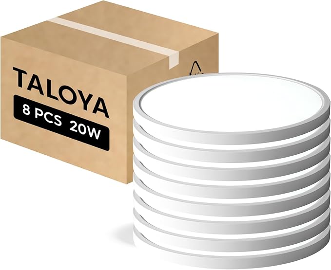 TALOYA Flush Mount Ceiling Light,8 Pack,12 Inch,20W,5000K Daylight Super Slim LED Ceiling Light for Bedroom, Living Room, Kitchen, Laundry and Hallway