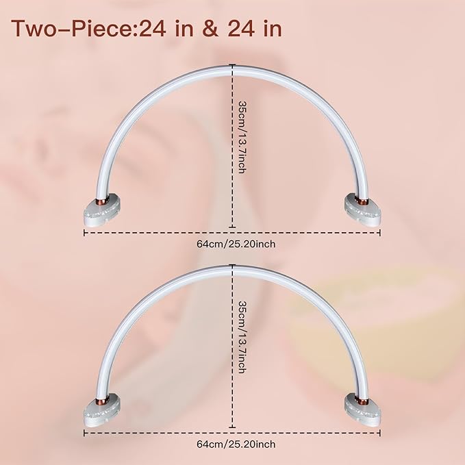 BZJ 24-Inch Half Moon Nail Light for Desk Portable Nail Art Table Lamp with Adjustable Brightness and Color Temperature for Beauty Eyelash Extensions Tattoo Crafts (2 Paks)