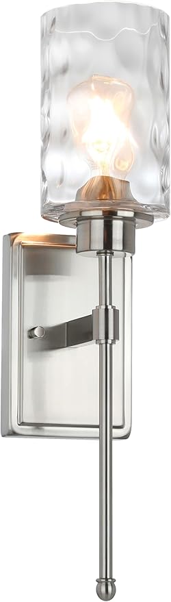 XiNBEi Lighting Wall Sconce 1 Light Sconces Wall Lighting with Glass, Modern Bathroom Vanity Light Brushed Nickel Finish XB-W1227-BN