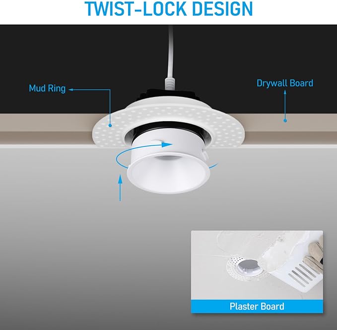 TORCHSTAR LED 2 Inch 13W 5CCT Recessed Lights with J-Box, Receessed Ceiling Light, Round Trimless Downlight, Dimmable, CRI 90, 2700-5000K Selectable, ETL, Pack of 4