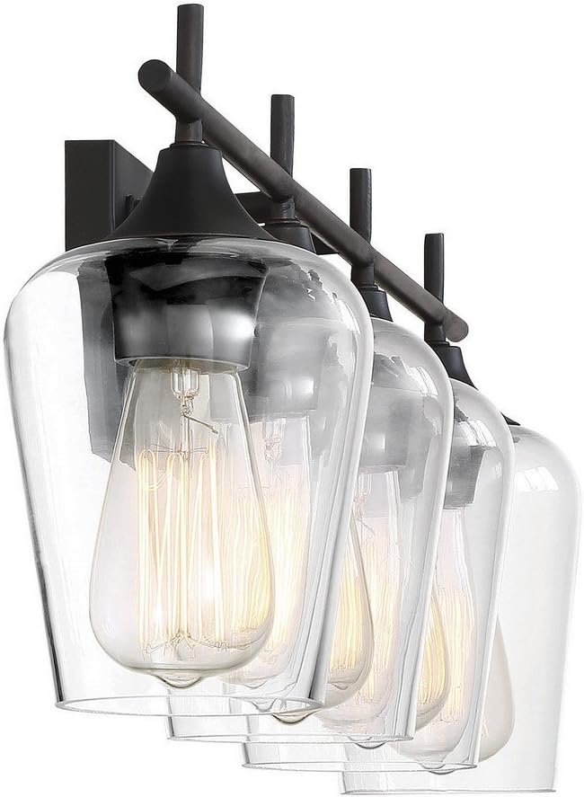 Savoy Essentials 8-4030-4-13 Octave Bohemian Clear Glass Bathroom Vanity Wall Light, 4-Light 240 Total Watts, 10" H x 29" W, English Bronze