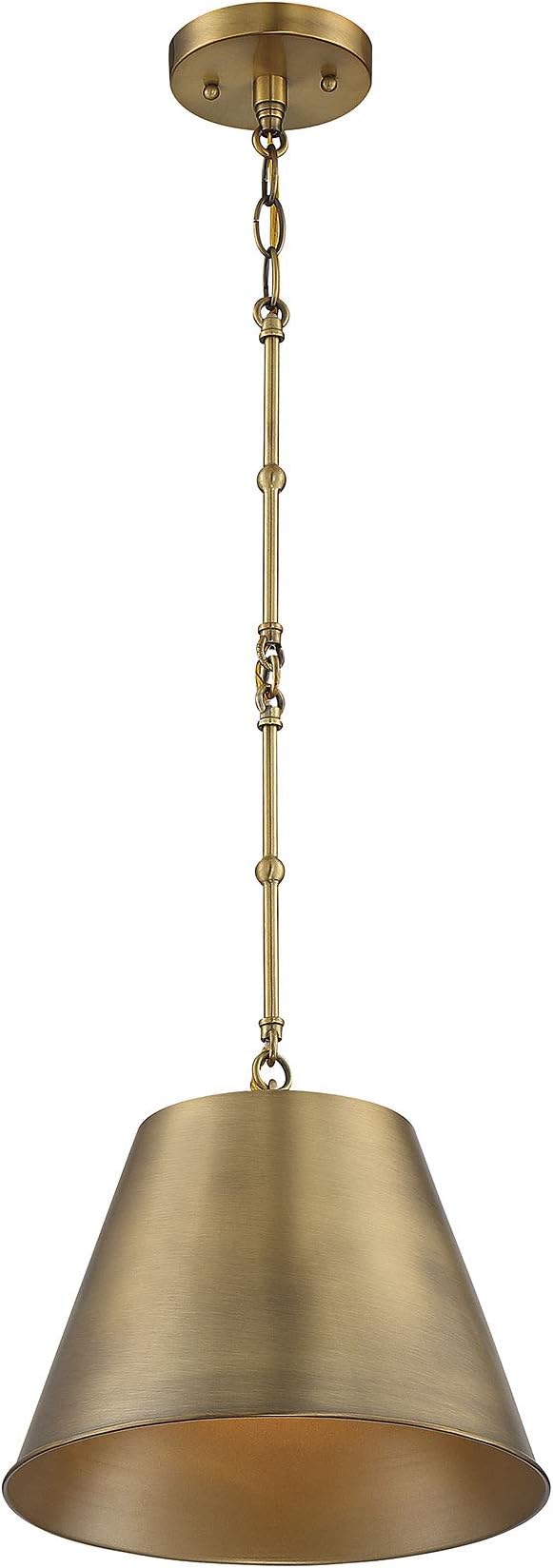 Savoy House 7-132-1-322 Alden Traditional Metal Cone Pendant, 1-Light 60 Watt, 9" H x 12" W, Warm Brass