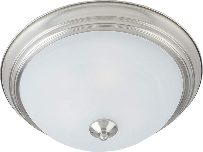 Maxim Lighting 5842MRSN Essentials-3 Light Flush Mount in Utility Style, Finish Color: Satin Nickel, Glass Color: Marble