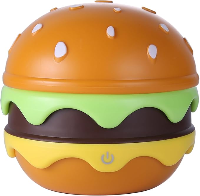 Small Table Lamp Hamburger Night Light Cute Rechargeable LED Desk Lamp with Dimmable Flexible Hose Touch Switch Nursery Night Light Kawaii Desk Accessories Room Decor for Boys Girls Kids Gifts
