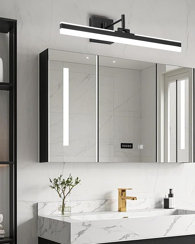 Modern Black Vanity Light Adjustable LED Bathroom Light Fixture Over Mirror Rotatable Vanity Lighting (Black, 23.6IN 4000K Dimmable)