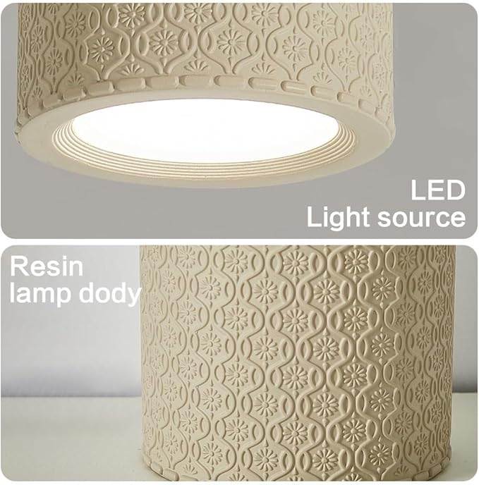 Close To Ceiling Lights Nordic Resin Ceiling Light Mini Flush Mount Ceiling Lamp Cream Style Hallway Lighting Fixture Minimalist Ceiling Downlight for Living Room Bedroom Restaurant(Natural color)