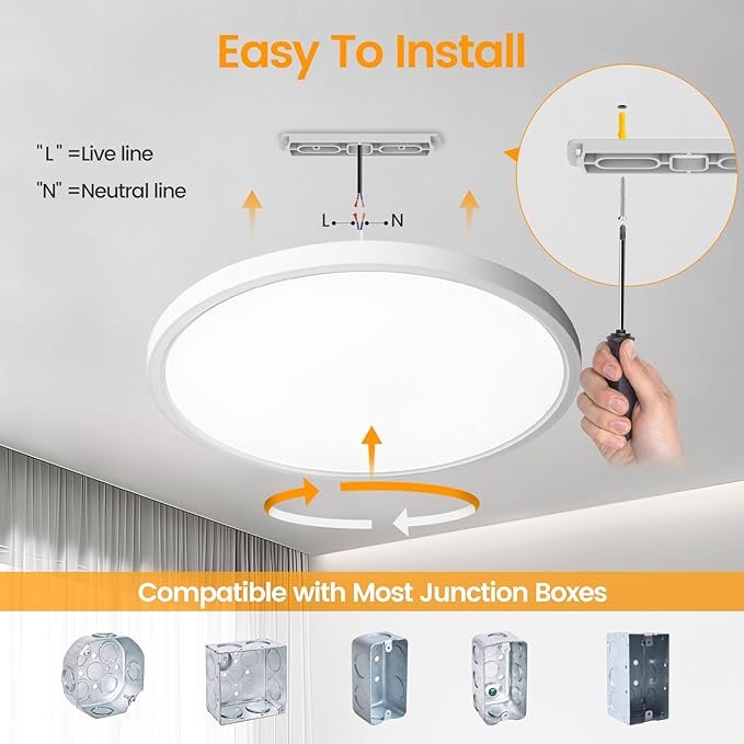 TALOYA Flush Mount Ceiling Light,8 Pack,10 Inch,18W,5000K Daylight Super Slim LED Ceiling Light for Bedroom, Living Room, Kitchen, Laundry and Hallway
