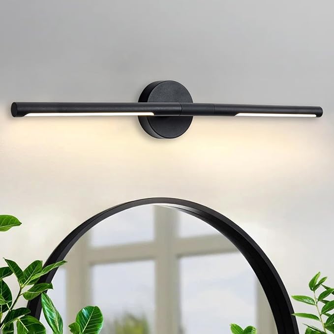 Matte Black Bathroom Light Fixtures Over Mirror 30 Inch, 20W 360° Rotatable Dimmable 4000K Led Vanity Light Bar, Modern Bathroom Vanity Lights Above Mirror