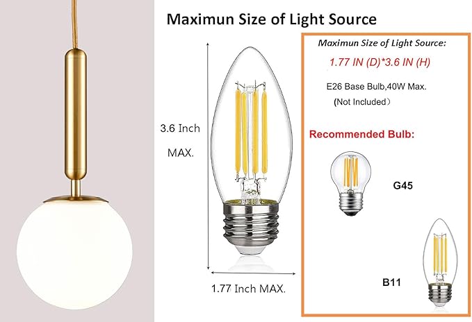 DIRYZON Brass Pendant Lights Kitchen Island Set of 2,Modern Hanging Light Fixture Globe Pendant Lighting with Milk Glass,Adjustable Height