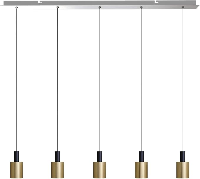 Virgo 5 Mini Pendant Lighting Black-Brass - LED Hanging Light Fixture for Kitchen Island, Bar, Foyer - Cluster Pendants - Dimmable, Adjustable Wire, Lamp Bulb Included