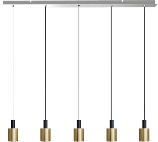 Virgo 5 Mini Pendant Lighting Black-Brass - LED Hanging Light Fixture for Kitchen Island, Bar, Foyer - Cluster Pendants - Dimmable, Adjustable Wire, Lamp Bulb Included