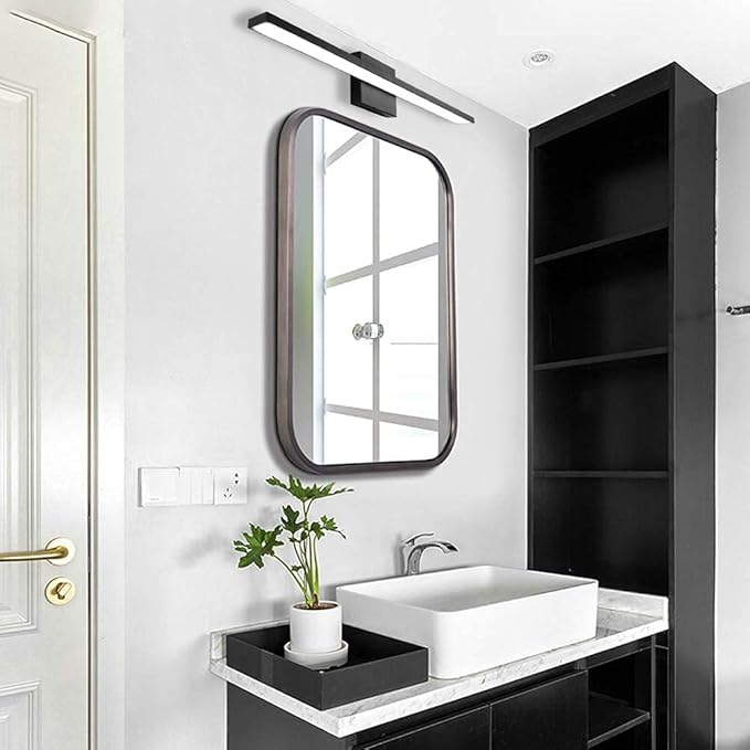 Ralbay 24in Dimmable Black Vanity Light with Remote Control Color Temperature Adjustable 20W Modern LED Bathroom Lighting Fixture