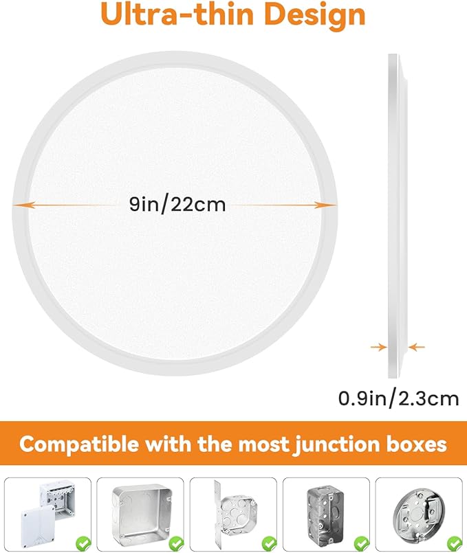 slochi LED Flush Mount Ceiling Light Fixture, 12Inch 28W LED Light, Dimmable & 3000K/4500K/6000K 3 Color Adjustable Round Light 3200LM Low Profile Ceiling Light Fixtures for Kitchen Bedroom