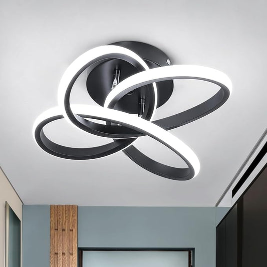 EIDISUNY Modern Led Ceiling Light, Black Hallway Ceiling Light, Flush Ceiling Lighting Fixture for Kithcen, Bedroom, Living Room, Entryway, Balcony, Stair - 26W Cold White Light 6000K