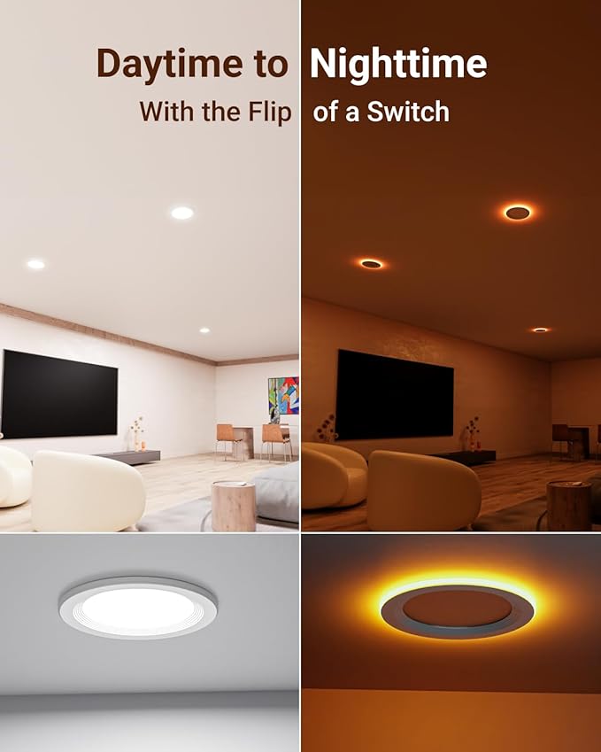 Sunco 12 Pack 6 Inch LED Recessed Light with Night Light, Flush Mount Ceiling Light, Baffle Trim Slim Can Lights, 1500 LM, Selectable CCT 2700K/3000K/4000K/5000K/6000K, Dimmable, 14W=100W ETL