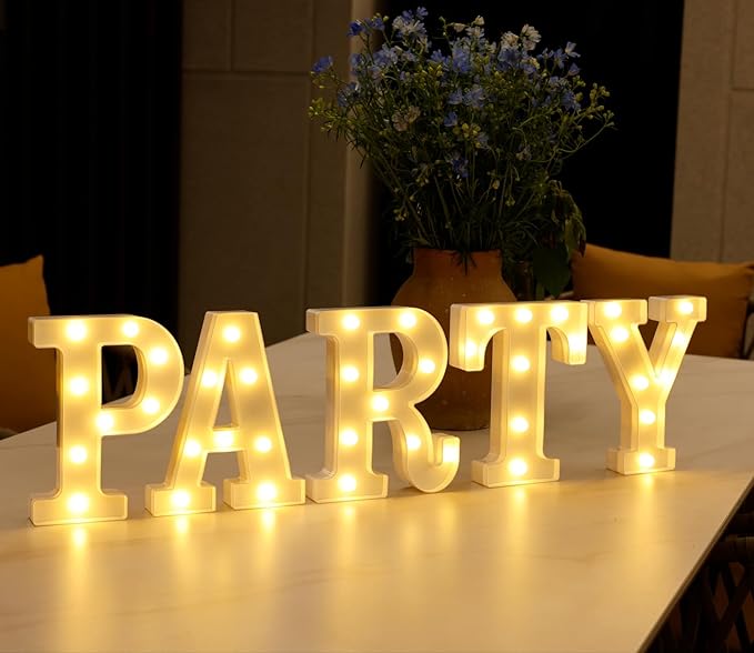 DyingSwan Small Led Marquee Letters, Light Up Letters, 8.58 Inch Led Letter Lights, Battery Powered Lighted Sign for Table, Party, Birthday, Christmas Decor (Letter A)