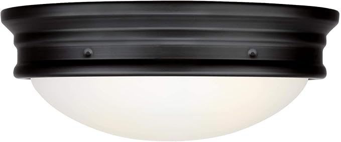 Westinghouse 6370600 Meadowbrook 13-Inch, Two-Light Indoor Flush Mount Light Fixture, Oil Rubbed Bronze Finish and Frosted Glass
