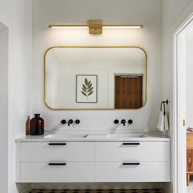 Gold Vanity Light Fixtures for Bathroom Over Mirror 30 inch LED Bath Sconces IP44 5CCT Adjustable Morden Picture Lights for Paintings (Built-in Dimmer)