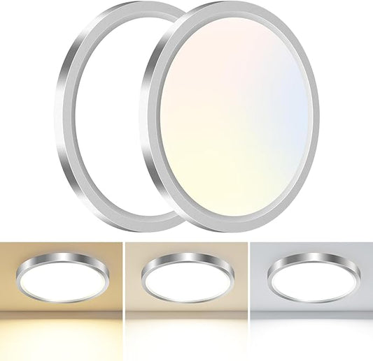 hepside 2PACK LED Flush Mount Ceiling Light Fixture Black, 9Inch 24Watt, 3000k/4500k/6000K Ceiling Light, Ultra Slim Flush Mount LED Ceiling Lamp for Bedroom, Living Room, Kitchen, Hallway