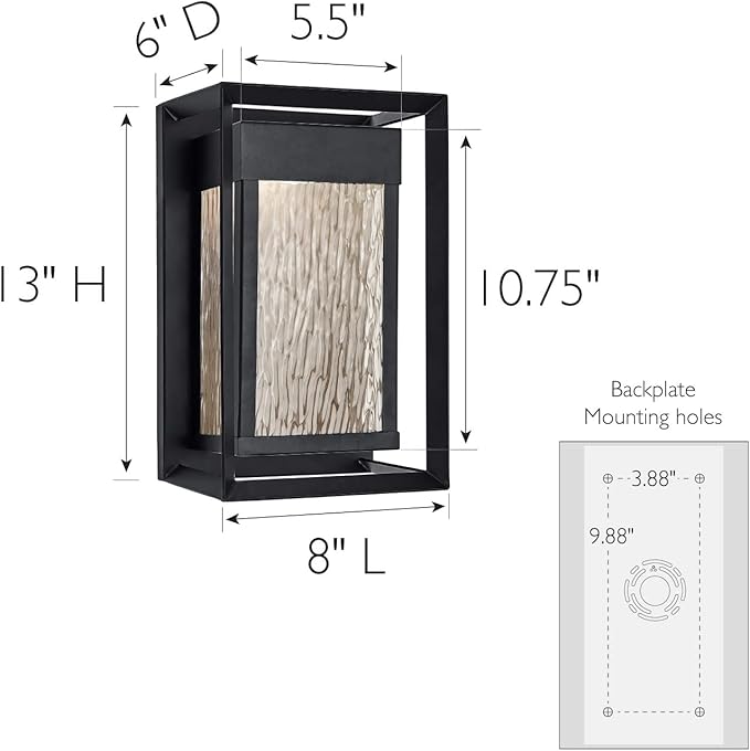 Design House Hartbrook Outdoor Integrated LED Wall Light with Clear Glass for Porch Entryway Patio, Matte Black, 589226-BLK