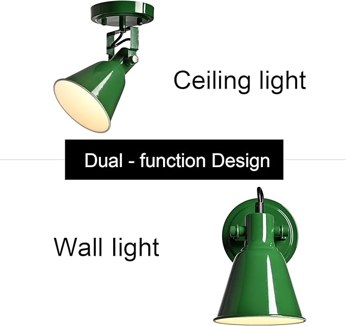 DIRYZON 1-Light Adjustable Green Spotlight, Semi Flush Mount Track Light Ceiling Light Fixture for Bedroom, Kitchen, Hallway & Wall Art Display