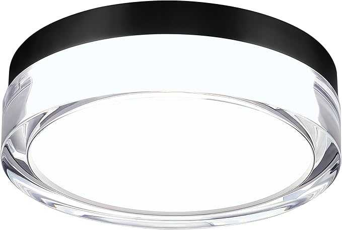 9 inch Flush Mount Ceiling Light Fixture, 3CCT LED Ceiling Lights, Black Modern Dimmable Lighting for Hallway Bathroom, Crystal Prismatic Featured, 3000K/4000K/5000K
