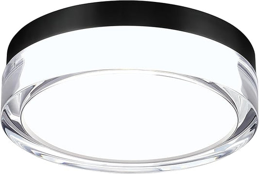 9 inch Flush Mount Ceiling Light Fixture, 3CCT LED Ceiling Lights, Black Modern Dimmable Lighting for Hallway Bathroom, Crystal Prismatic Featured, 3000K/4000K/5000K