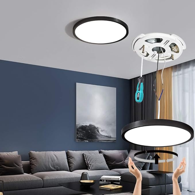 TALOYA Surface Mount LED Ceiling Light 15.8 Inch-2 Pack Black Shell, Equivalent to Traditional 240W Bulb Light for Kitchen Bedroom Utility Closet Room,5 in 1(3000k/3500k/4000k/5000k/6500k)