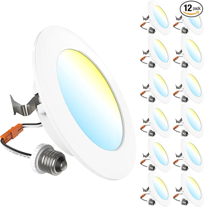Sunco 12 Pack 4 Inch LED Flat Recessed Light, Retrofit Ceiling Can Lighting, 800 LM, Selectable CCT 2700K/3000K/4000K/5000K, Dimmable, 10W=60W, 50,000 Lifetime Hours UL