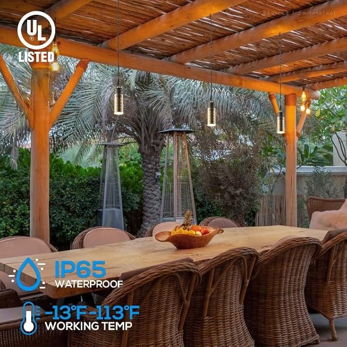 LEONLITE Low Voltage Hanging Lights Outdoor, LED Landscape Pendant Lights, UL Listed, 12V Hanging Tree Light for Gazebo, Pergola, Garden, Aluminum, IP65, 2700K Soft White, Brass Bronze, Pack of 4
