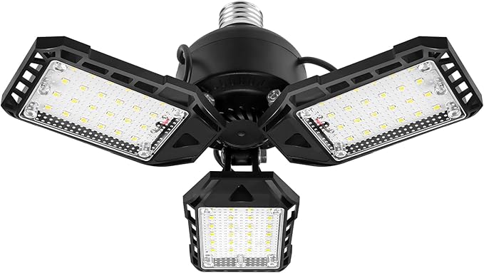 LED Garage Lights Bulb 1 Pack -80W, 8000LM 6500K Led Shop Light with 3 Deformable Panels, Basement Barn Light Garage Ceiling Lights, E26/E27 for Garage, Warehouse, Shop, Basement