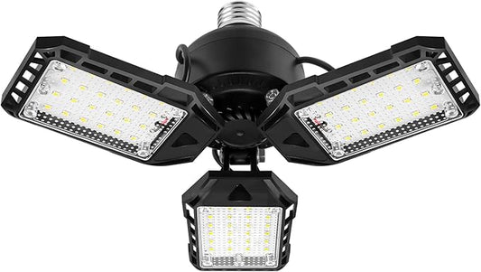 LED Garage Lights Bulb 1 Pack -80W, 8000LM 6500K Led Shop Light with 3 Deformable Panels, Basement Barn Light Garage Ceiling Lights, E26/E27 for Garage, Warehouse, Shop, Basement
