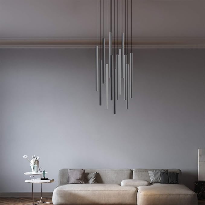 CANALIS 13 Mini Pendant Lighting Nickel - LED Hanging Light Fixture for Kitchen Island, Bar, Foyer - Cluster Pendants - Dimmable, Adjustable Wire, Lamp Bulb Included