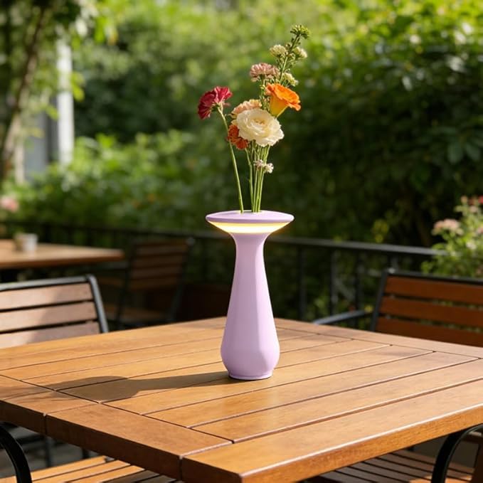 Rechargeable Vase Lamp, Cordless Flower Table Lamp for Restaurant & Dining Room, Portable LED Small Night Light for Bedroom Office, Unique Birthday Gifts for Women